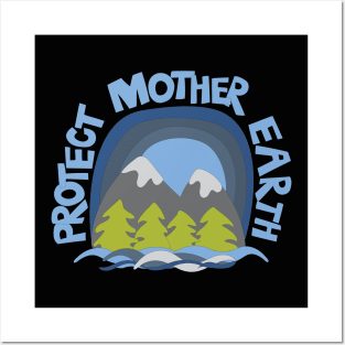 Protect Mother Earth Illustrated Mountain Climate Change Ambassador Posters and Art